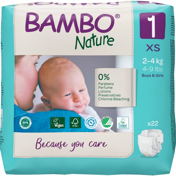 Bambo Nature Pack Fraldas 1XS 2-4Kg 6×22