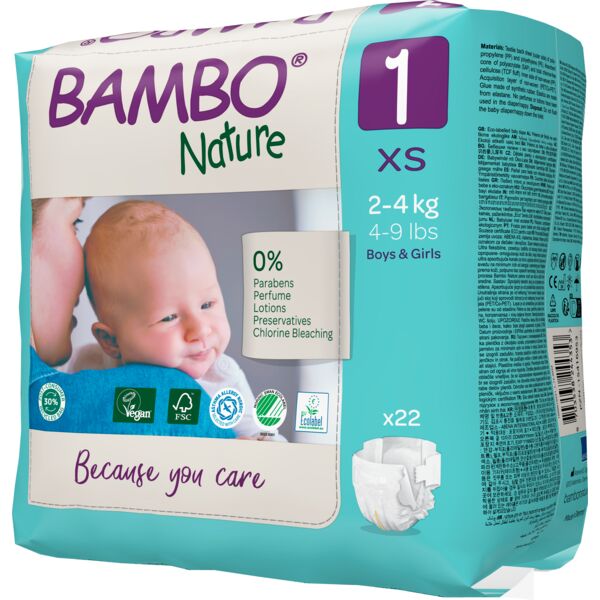 Bambo Nature Pack Fraldas 1XS 2-4Kg 6×22