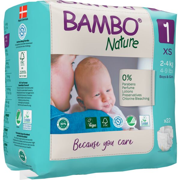 Bambo Nature Pack Fraldas 1XS 2-4Kg 6×22