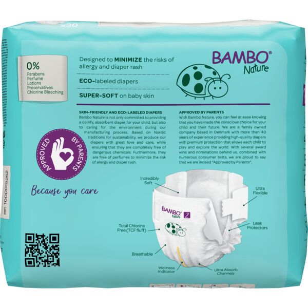 Bambo Nature Pack Fraldas 2S 3-6Kg 6×30