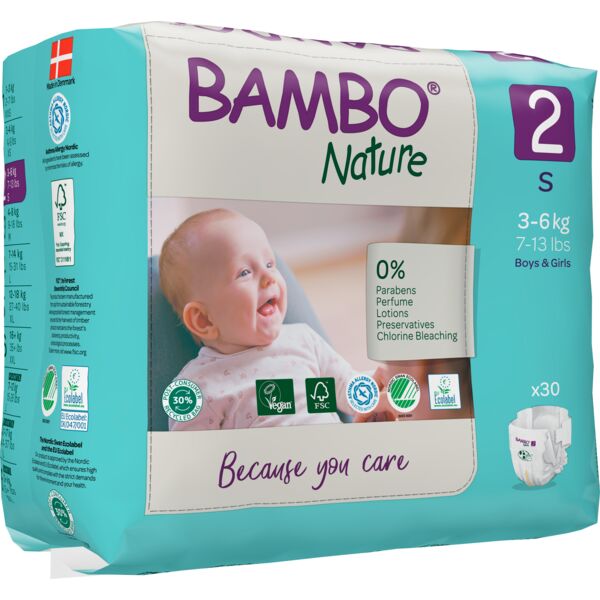 Bambo Nature Pack Fraldas 2S 3-6Kg 6×30