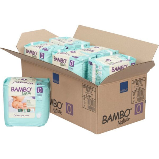 Bambo Nature Pack Fraldas Prematuro 0 XXS 1-3KG 6×24